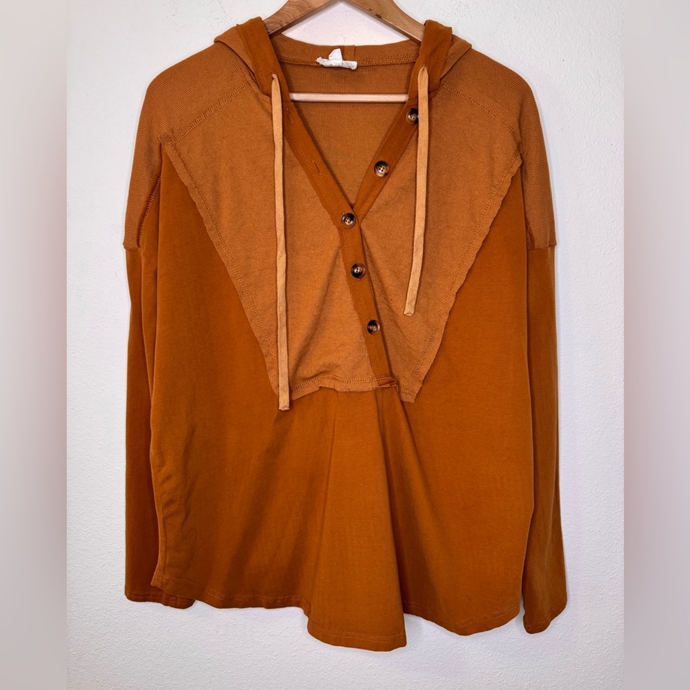 Heyson Warm Copper Hoodie with Button Up Detail